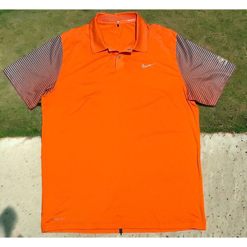 Size L Men's Nike Orange Tiger Woods Collection Golf Polo Shirt